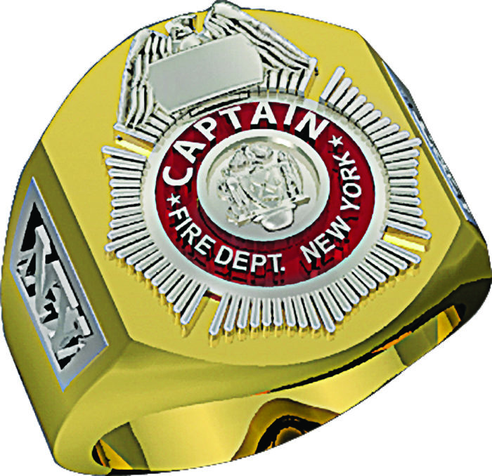 Mens FDNY Shield Captain Ring with Lettering 1