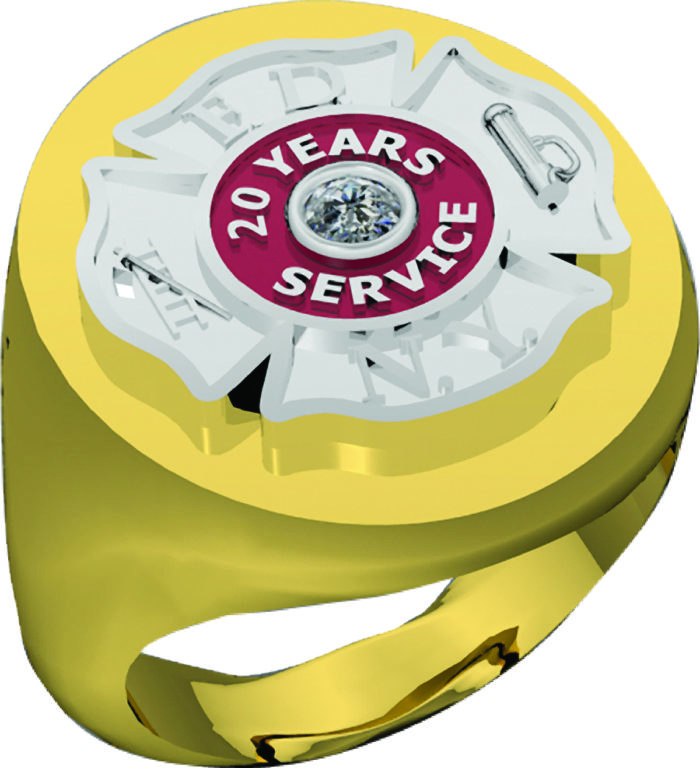 Mens FDNY 20 Years Service Oval Ring with Cubic Zirconia 1