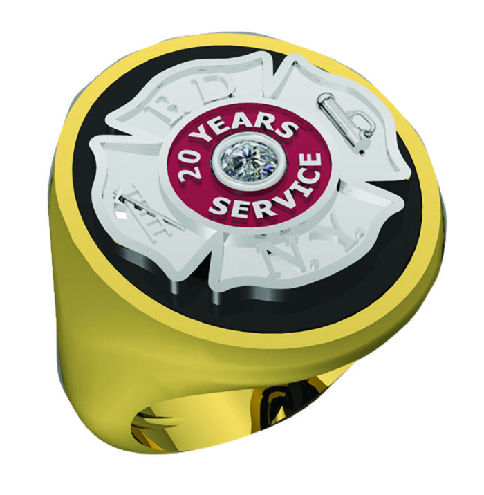 Mens FDNY 20 Years Service Round Black Onyx Ring 1