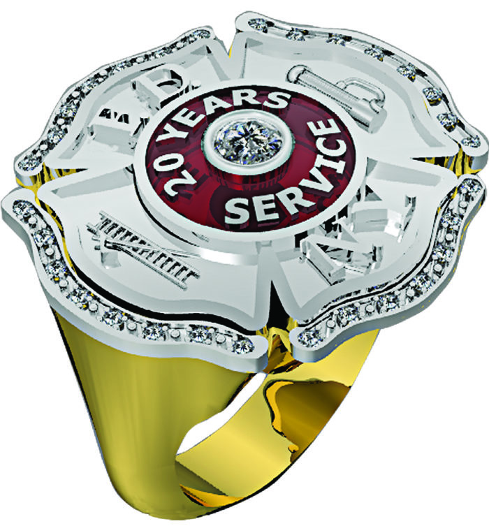 Womens FDNY 20 Years Service Ring Maltese cross with Cubic Zirconia 1