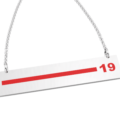 FD Pride Bar - Red Enamel Line Customized with 2-Digit Badge Number 1