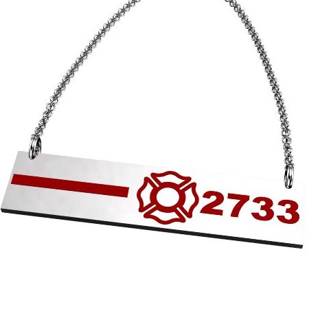 FD Pride Bar - Red Enamel Line Customized with 4-Digit Badge Number 1