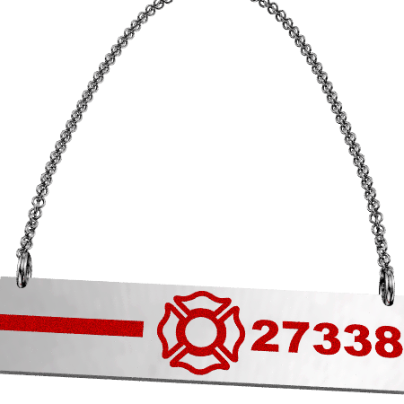 FD Pride Bar - Red Enamel Line and Maltese Cross Customized with 5-Digit Badge Number 1