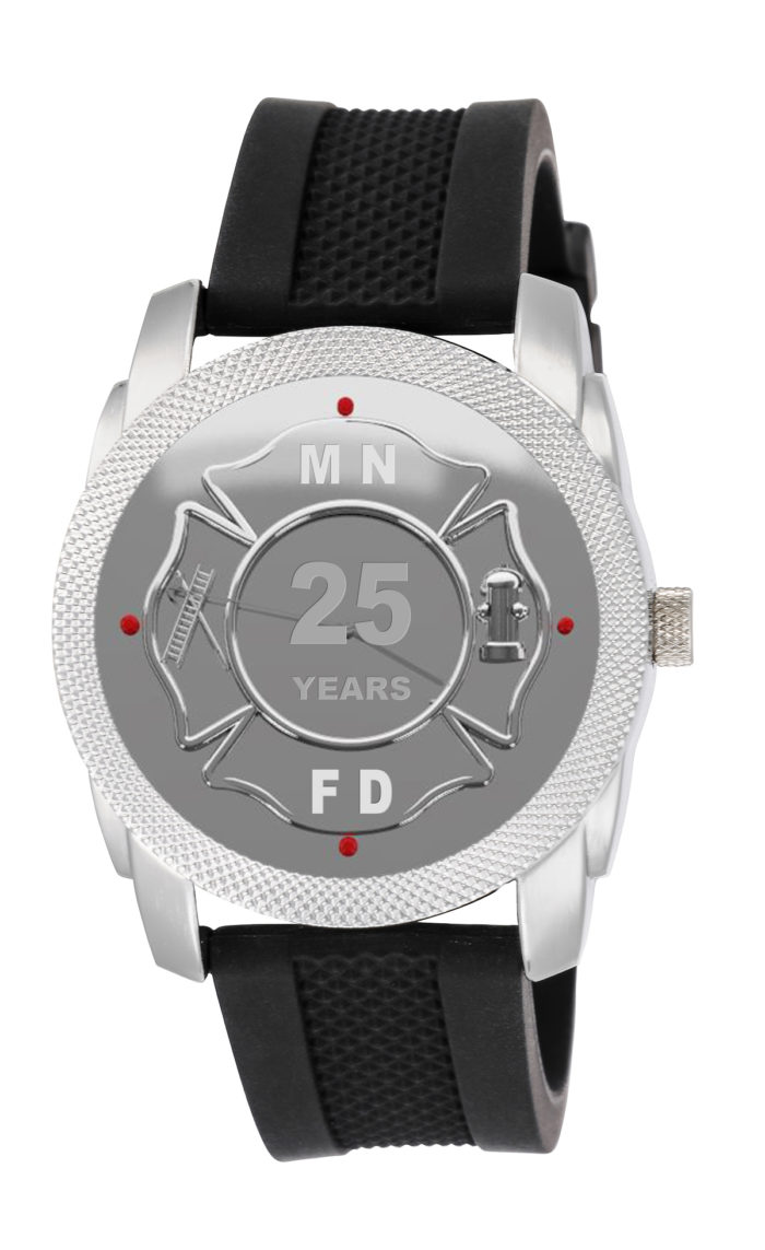 Mens Fire Department Personalized Years of Service Watch - Black Band 1
