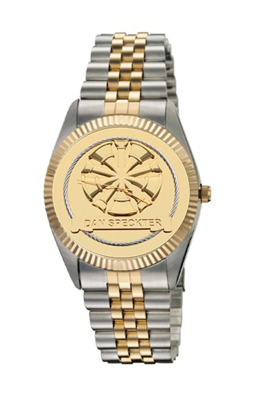 Mens Fire Department Personalized Chiefs Horns Watch - Gold Face 1