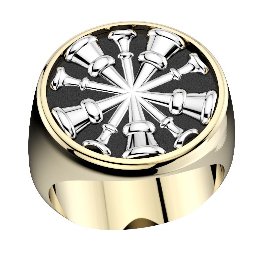 Mens Fire Department Chief Ring - 5 Horns 1
