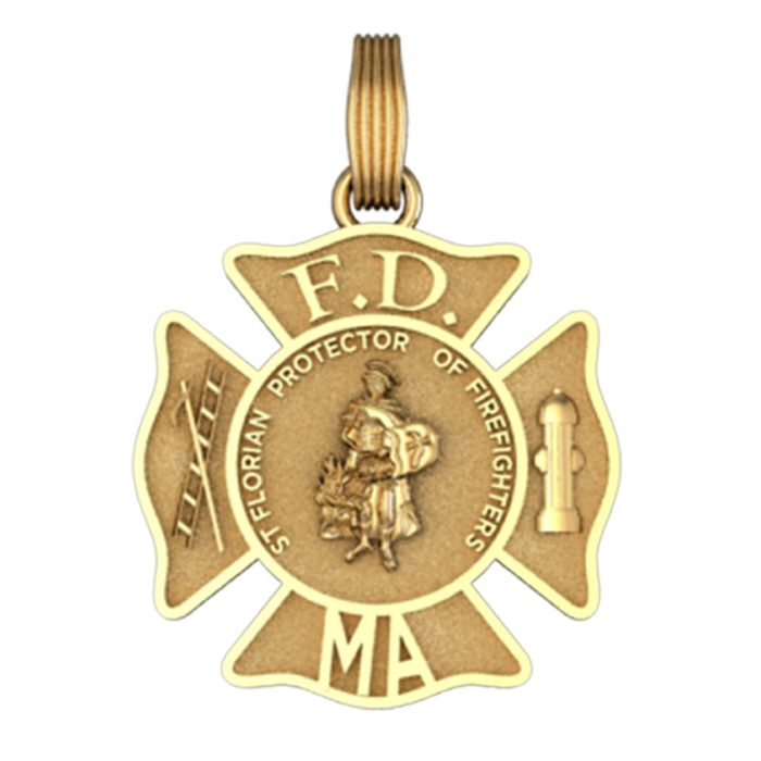 Personalized St. Florian Maltese Cross Pendant - Quarter Size 1