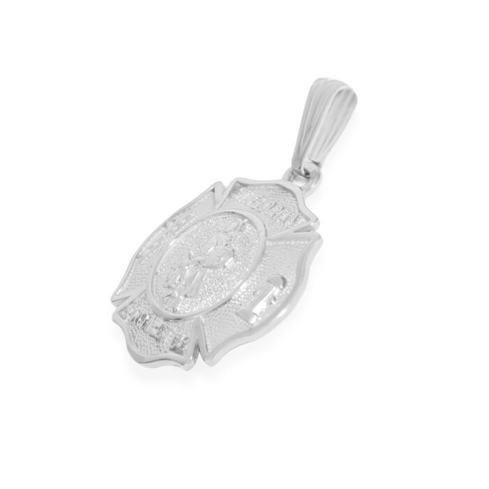 Saint Florian Medal and Chain - Sterling Silver Quarter Size Pendant 2
