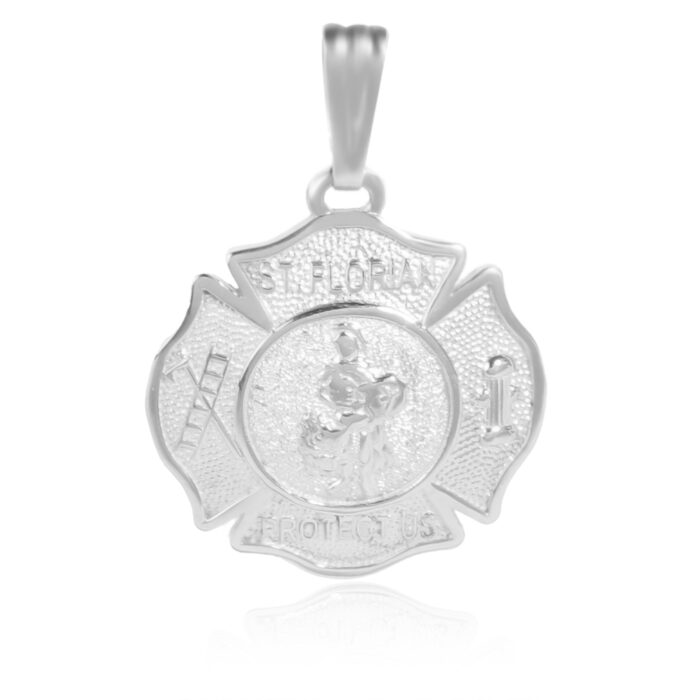 Saint Florian Medal and Chain - Sterling Silver Quarter Size Pendant 1