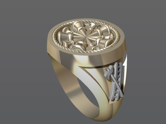 Mens Fire Department Chief Ring - 5 Horns 6
