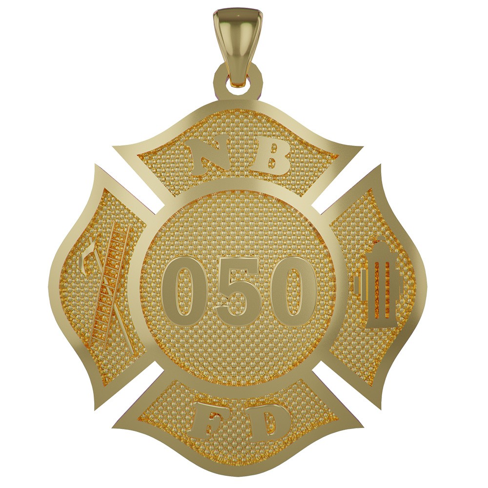 Pewter Firefighter Maltese Cross Necklace