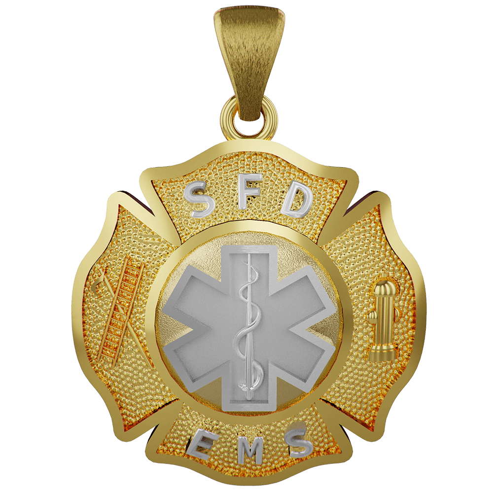VFD Firefighters Nickel Size Maltese Cross with EMS Insignia