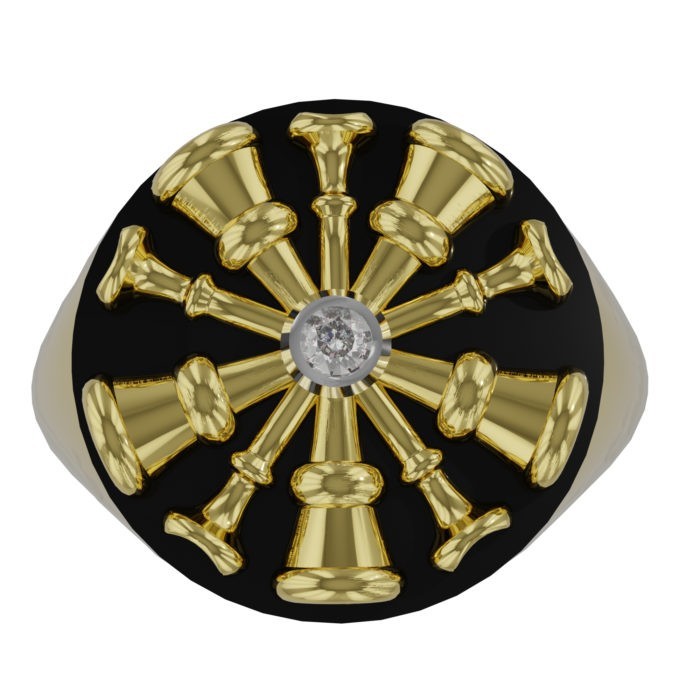 5-Horn Chief Ring with Center Diamond 2