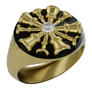 5 Horn Chief Ring with Center Diamond VFD 9
