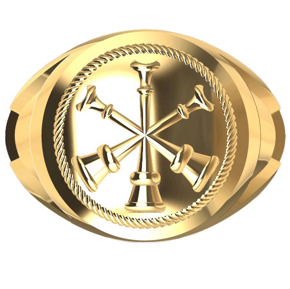 Mens Fire Department Assistant Chief Ring – 3 Horns 1